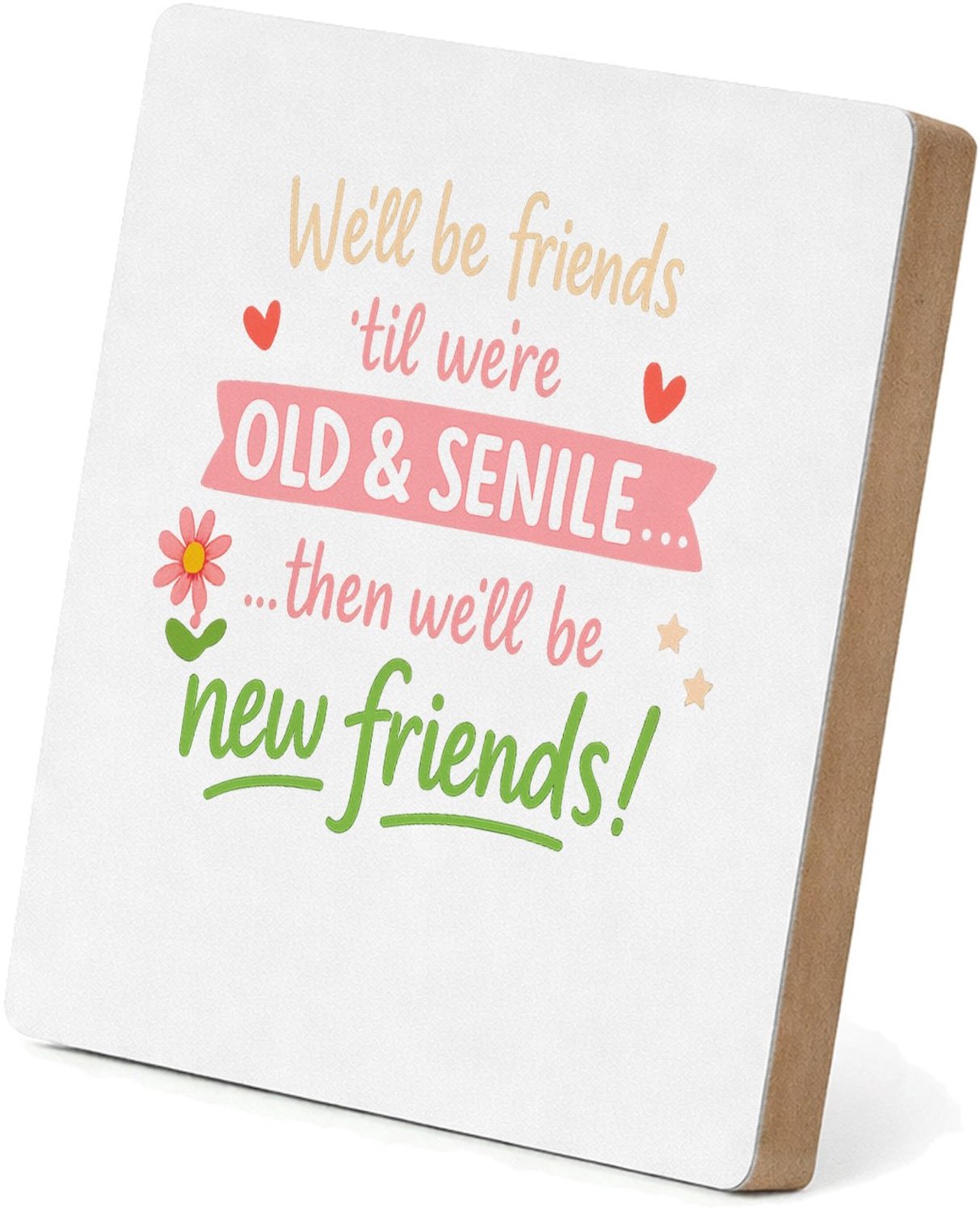 Mr Cadeautjes MDF staande fotolijst 15,2 x 15,2 - design Speelse eerlijkheid met een zachte, handgemaakte uitstraling | cadeau Wit