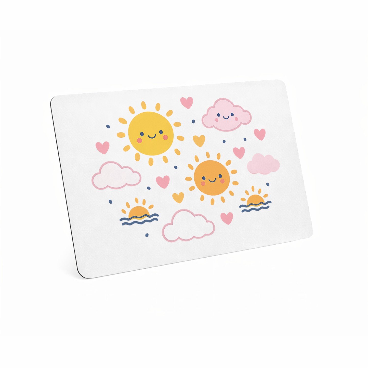 Mr Cadeautjes MDF magnetische fotolijst 28 x 19 - design Speelse regendag met vriendelijke weer-icoontjes | cadeau Wit
