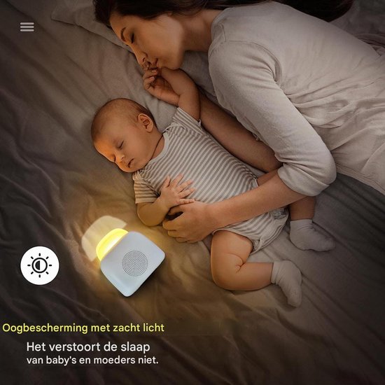 Baby Slaaplicht - Nachtlampje Met Geluid - Multifunctioneel Apparaat - 6 Slaapgeluiden - Bluetooth Speaker - ABS Kunststof - Dimbaar Licht - Reisvriendelijk Design - 1 Stuk van Longziming — afbeelding 3