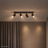 B.K.Licht - Plafondlamp - plafondspots met 4 lichtpunten - zwarte spotjes - GU10 fitting - draaibar - kantelbaar - opbouwspots - plafoniere - excl. GU10