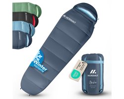 NORDMUT Winterslaapzak Ajunn mummie tot -10 °C - 216 x 80 cm - Waterafstotend - Donkerblauw