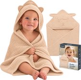 Lionelo Muslin Hooded Baby Towel – Zachte Babyhanddoek met Capuchon van 100% Katoenen Mousseline – Zachte Badcape met Capuchon – Ademend, Hypoallergeen & Irritatievrij – Uitstekende Absorptie – Voor Pasgeborenen & Oudere Kinderen – 75x75 cm