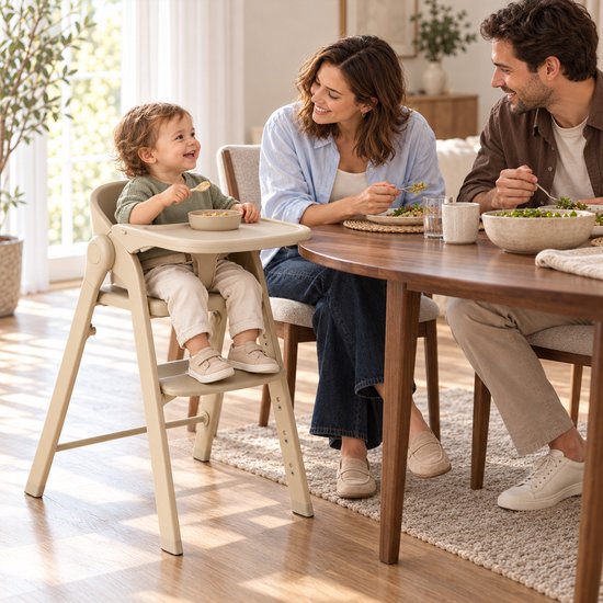 Deryan Kinderstoel met Bouncer - Inklapbare Eetstoel - Cashmere Sand + Bouncer — afbeelding 5