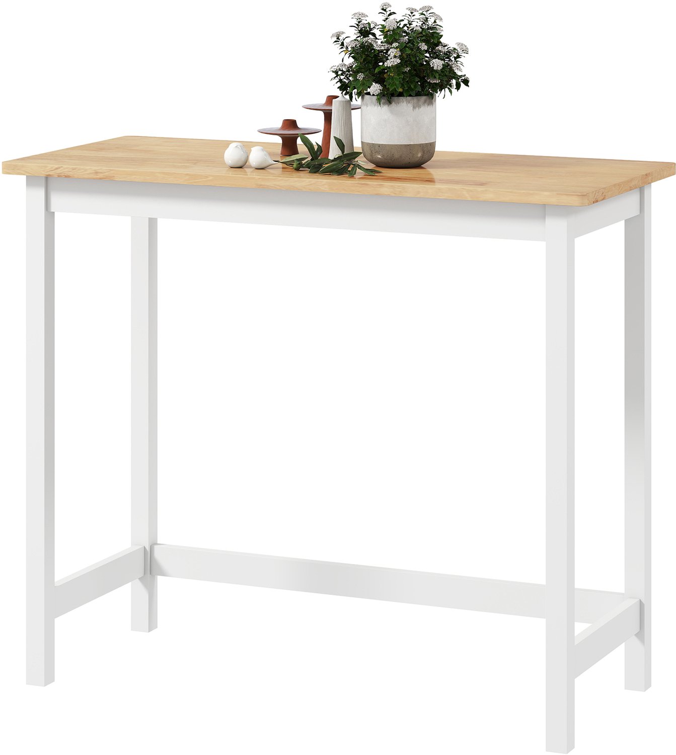 Lunpog Eichen 108 x 48 x 91 cm Bartafel - Keukentafel voor 2 Personen - Compacte Hoge Tafel - Ontbijttafel - Bistrotafel - Eettafel in Houtlook met Wit Onderstel Eik
