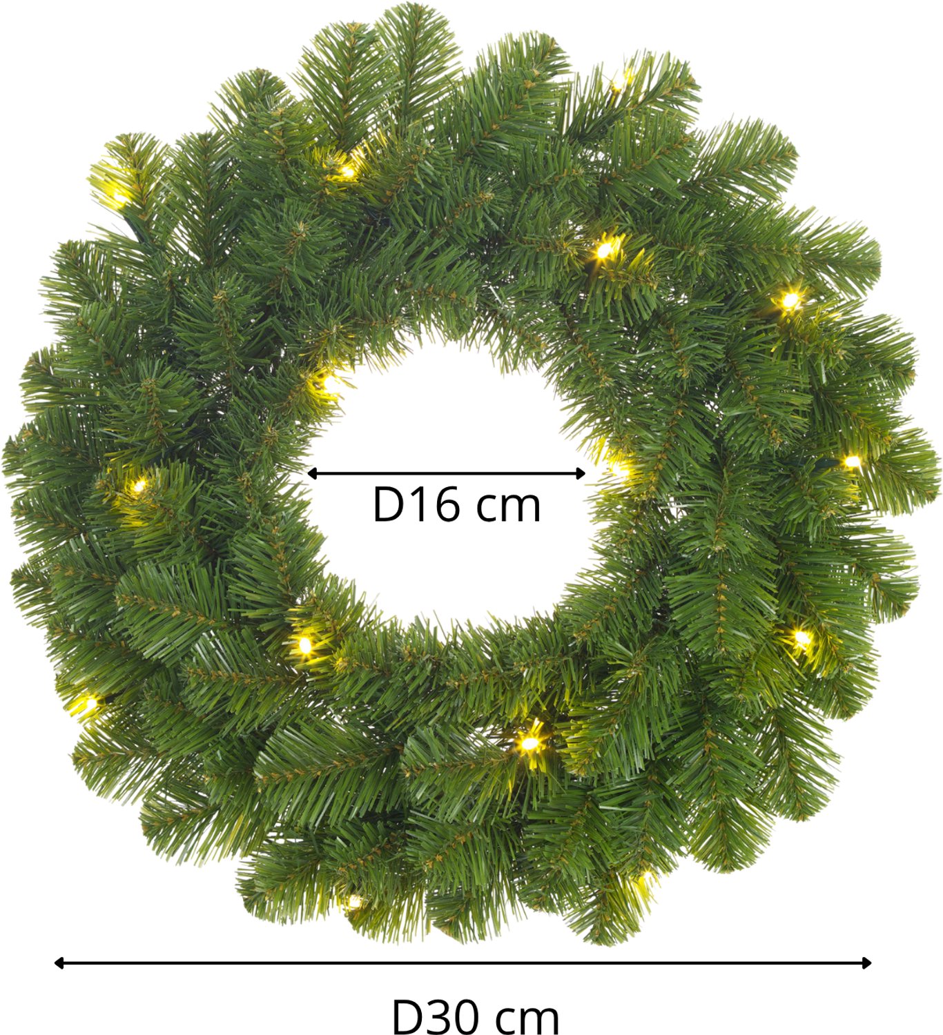 Black Box Kerstkrans - D30 cm - met LED verlichting - 10 lampjes - warm wit - batterijen - deurkrans – foto 6