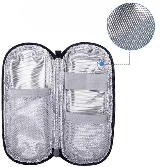 Insuline koeltas - met 2 Ice Packs - Diabetes tas medische etui - 19.5x8.5x3cm - Koeltasje voor op reis - Insulinepennen koeltas - insulinepennen - insuline koeltas – Zwart - LOUZIR van LOUZIR — afbeelding 4