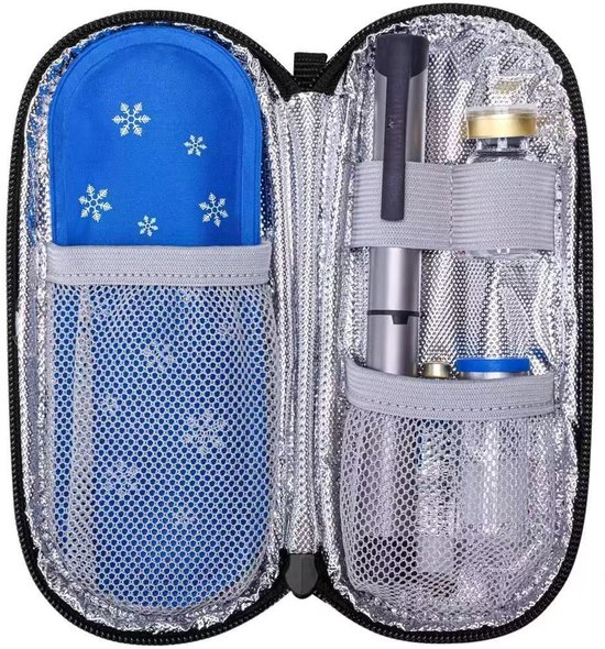 Insuline koeltas - met 2 Ice Packs - Diabetes tas medische etui - 19.5x8.5x3cm - Koeltasje voor op reis - Insulinepennen koeltas - insulinepennen - insuline koeltas – Zwart - LOUZIR van LOUZIR — afbeelding 5