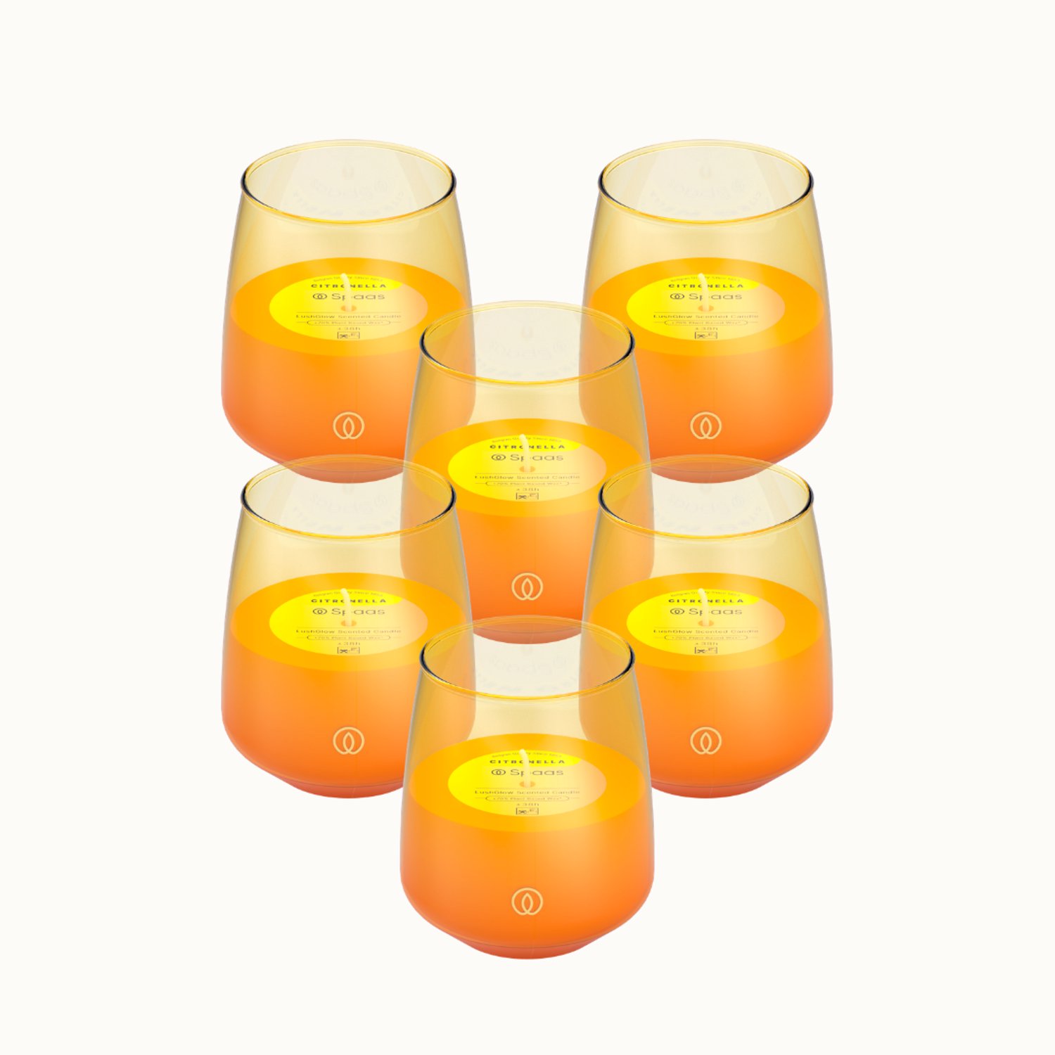 SPAAS LushGlow Citronella Geurkaars – Levendig Geel – +70% plantaardige was – circa 38u – 6 geurkaarsen