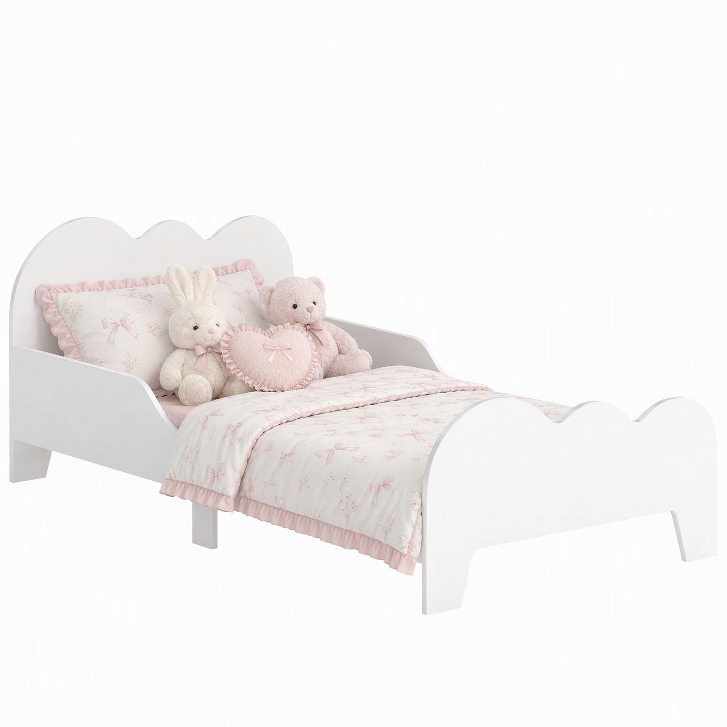 AIYAPLAY Kids Bed-MDF-143.5 x 74.5 x 56 cm-Weiß Wit