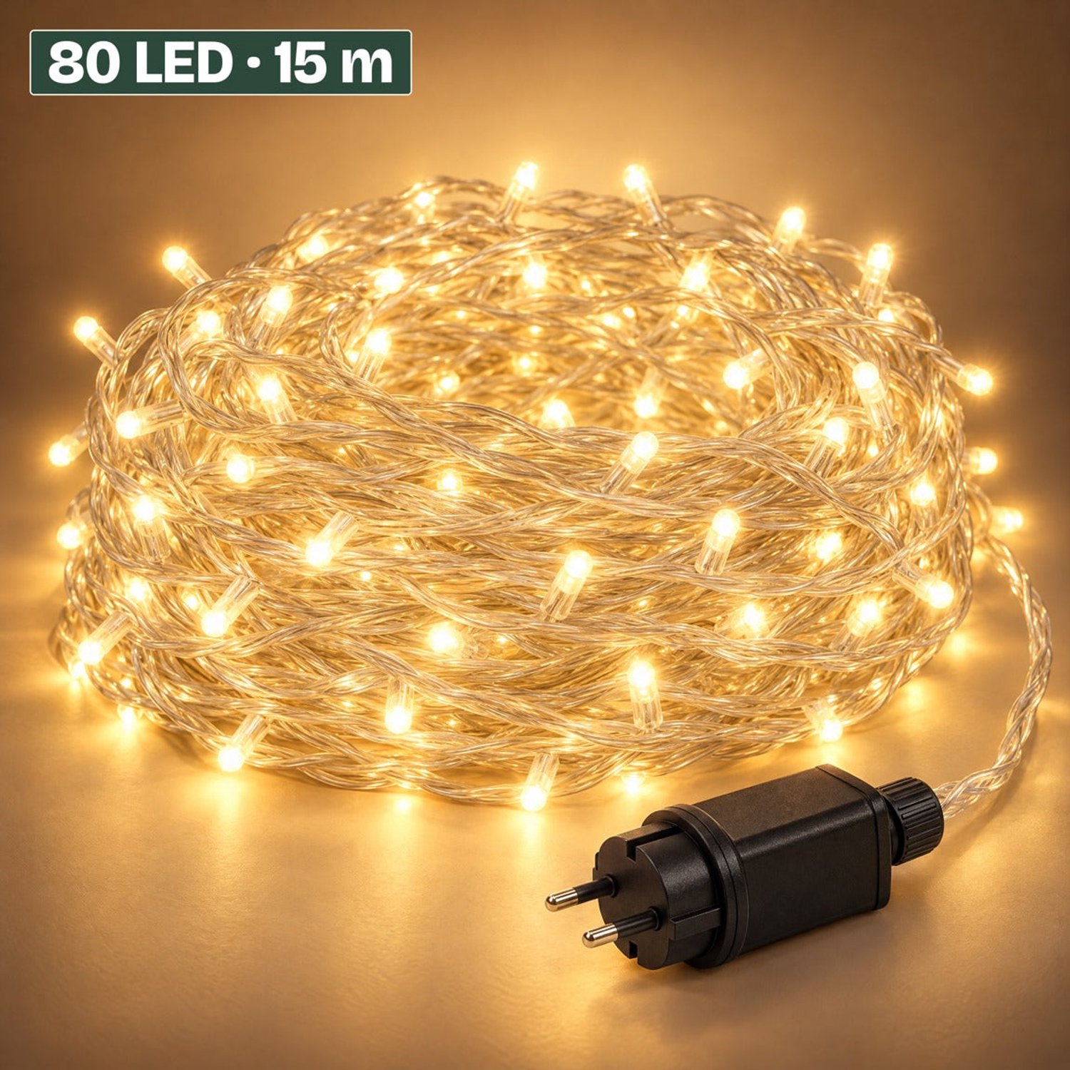 Levano Kerstverlichting Buiten 80 LED 15 m - Kerstlampjes - Tuinverlichting - Lichtsnoer - Buitenverlichting Snoer - Lichtslinger - Lampjes Slinger - Feestverlichting - Partyverlichting - Terrasverlichting - Partytent Verlichting - Warm Wit