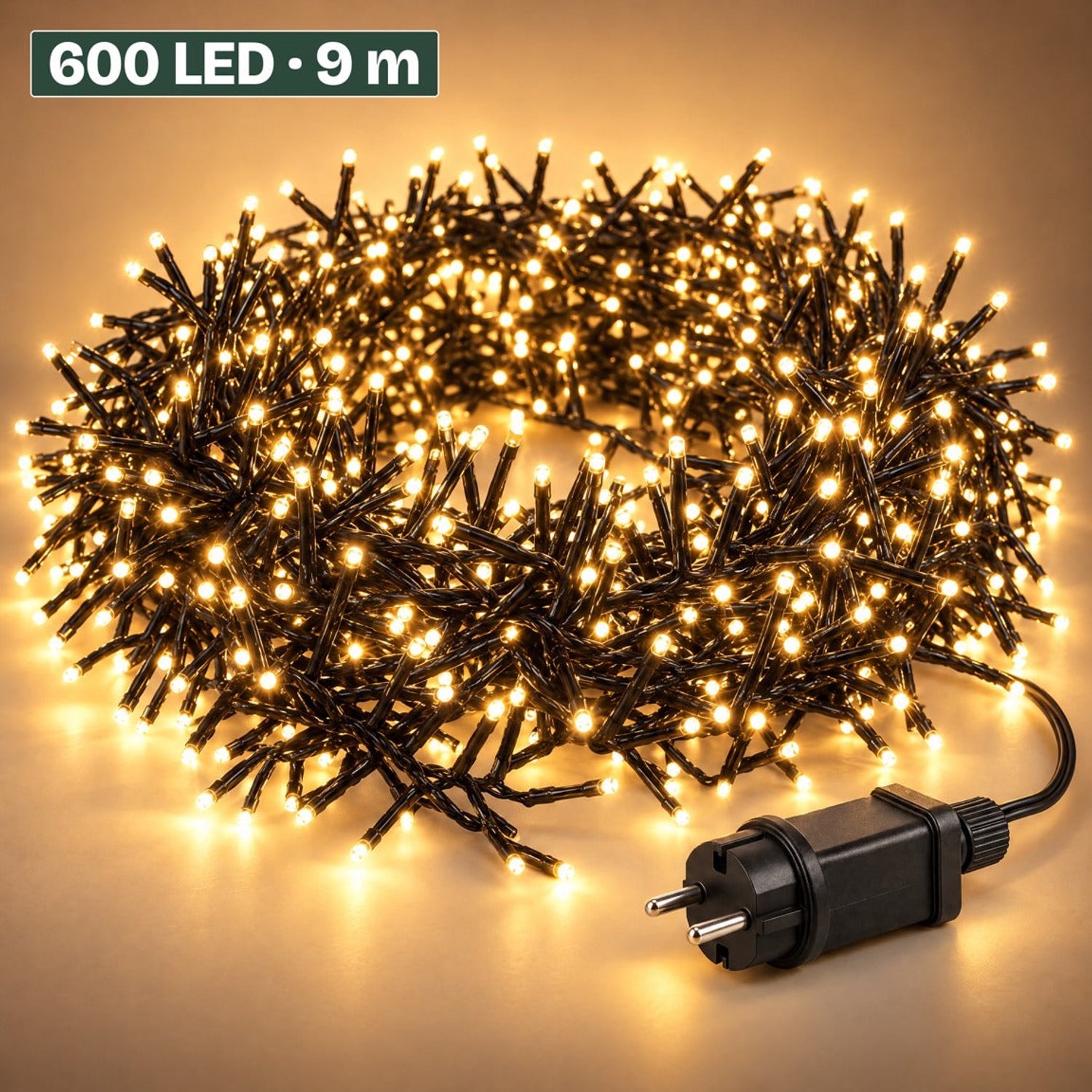 Levano Kerstverlichting Buiten - 600 LED 9 m Warm Wit - Kerstboomverlichting - Clusterverlichting - Kerstlampjes - Lichtsnoer Binnen en Buiten - Lichtslinger Binnen - Kerstlichtjes - Buitenverlichting Kerst - LED Kerstverlichting met Timer