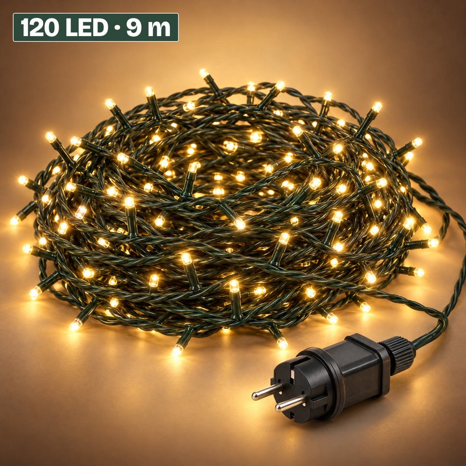 Levano Kerstverlichting Buiten 120 LED 9 m Warm Wit - Lichtsnoer voor Binnen en Buiten - Kerstlampjes met Stekker - Kerstboomverlichting - Lichtslinger - Kerstlichtjes - Lichtketting - Kerstversiering - Timer - Lichtfuncties - Geheugen