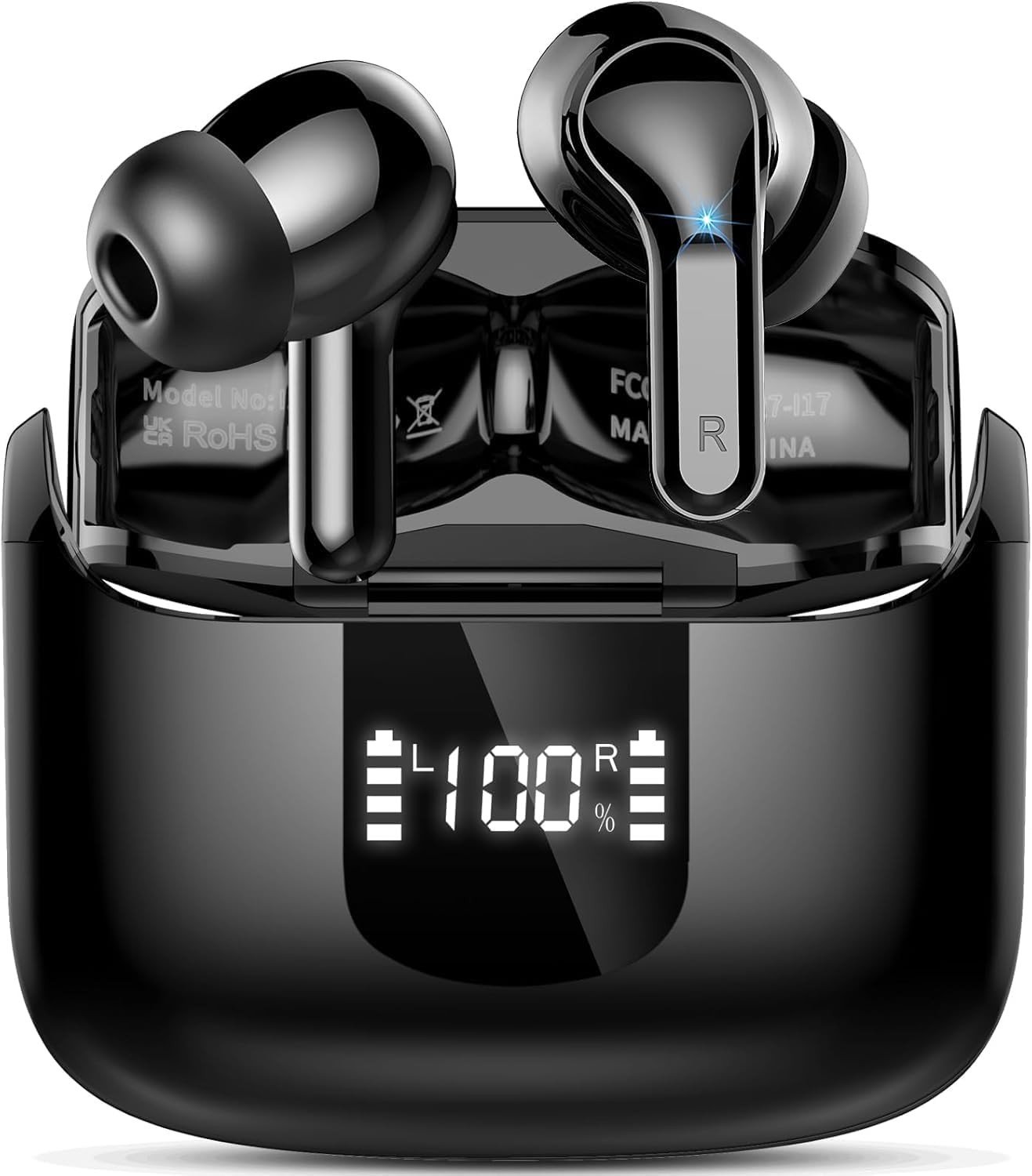 Bluetooth Hoofdtelefoon - A-donkerzwart PRO - Draadloze In-Ear Koptelefoon met 6D Stereo Geluid - Voor Sport en Entertainment