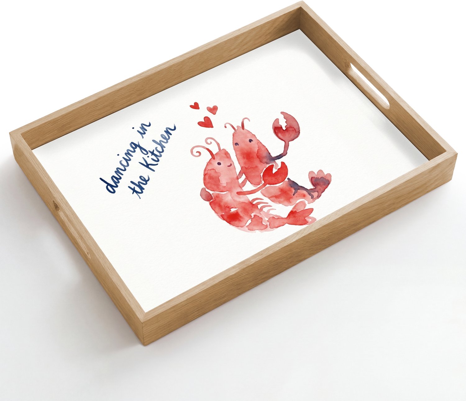 Dienblad hout 50x35 cm - Schootdienblad - Dier - Dans - Liefde - Waterverf - Rood - Borrelplank rechthoek - Plateau dienbladen