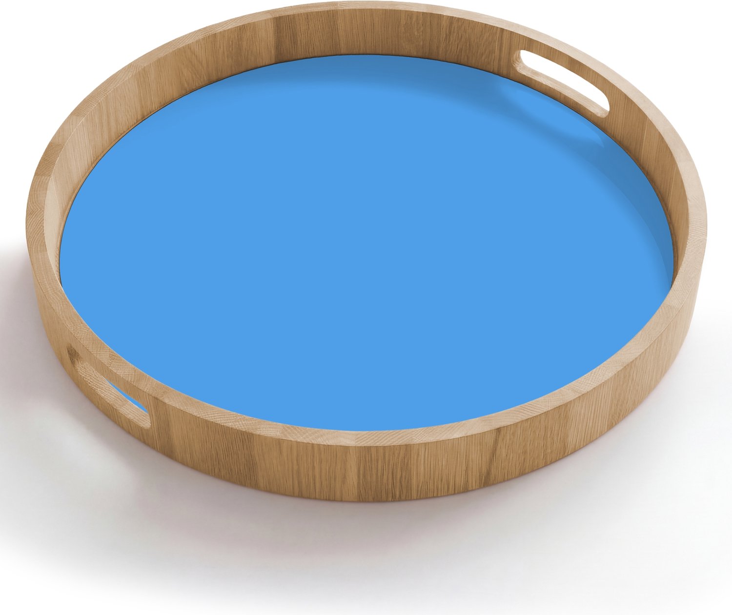 Dienblad rond 50x50 cm - Schootdienblad hout - Bright - Azure - Blauw - Borrelplank rechthoek - Plateau houten dienbladen