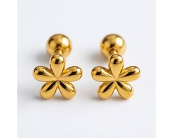 Lundholm Tuva Bloem Oorknopjes Dames Goudkleurig - Kleine Bloemen Oorbellen 0,8 cm - Bloemetjes Studs - Premium Stainless Steel Jewellery Goud Verguld - Hypoallergene Sieraden - Vrouwen Cadeautjes - Kerst Cadeau Vrouw en Vriendin - my Lundholm