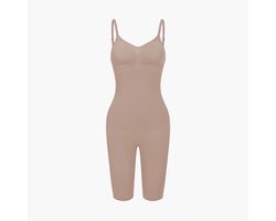 cfab - Bodysuit met corrigerende shapewear en bijpassende shorts - Beige - S - Corrigerende Body - Naadlos - corrigerend ondergoed dames