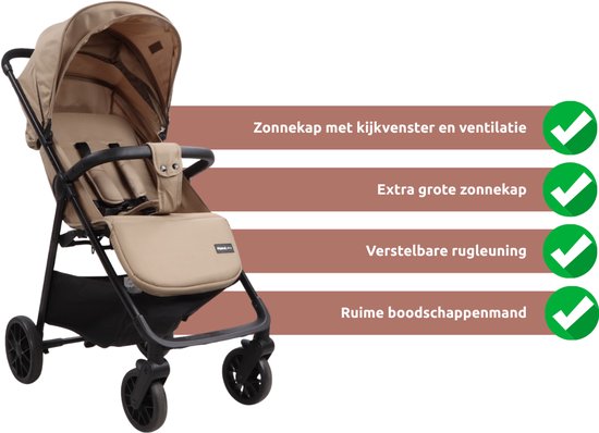 MamaLoes Cato Beige Shopper Wandelwagen — afbeelding 5