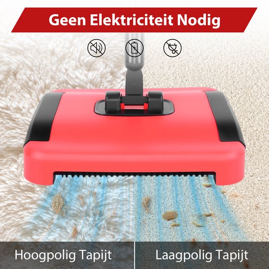 Handmatige tapijtveger rolveger zonder stroom, drielaagse zachte borstel, 180° draaibare kop, tapijtreiniger voor dierenhaar, vuil en kruimels — afbeelding 4