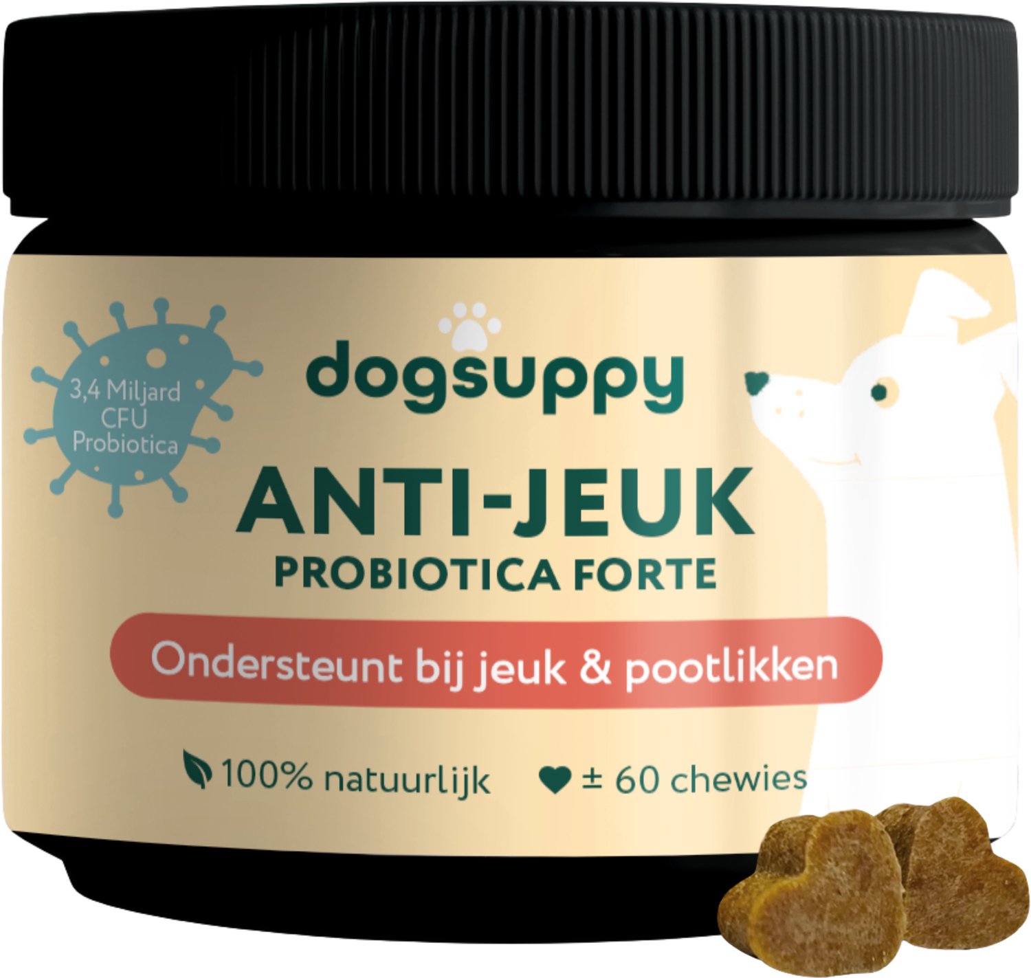 Bol.com Anti-Jeuk Probiotica - Beste Product van het Jaar 2026/2027 - 100% natuurlijk - 60 snoepjes - Bij Gevoelige Huid, Krabbe... aanbieding