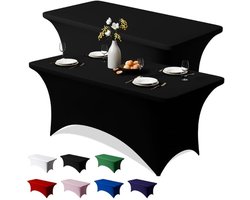 Tafelkleden – Tafeltextiel – Set van twee zwarte, elastische tafelkleden die het hele tafelkleed bedekken, geschikt voor bruiloften, feesten, banketten, picknicks en buitendecoraties.