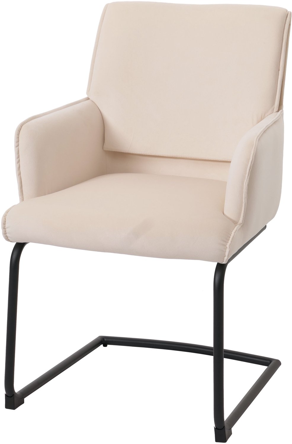 MCW Sledestoel MCW-N60, eetkamerstoel, keukenstoel, stoel, stof/textiel ~ crèmebeige
