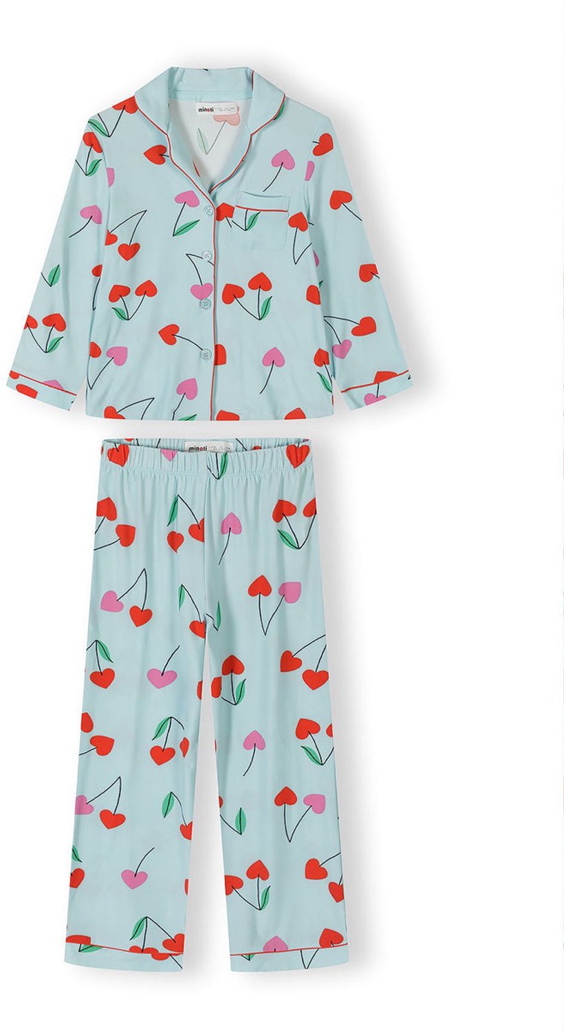 Minoti pyjama meisjes met kersenprint - lange mouwen