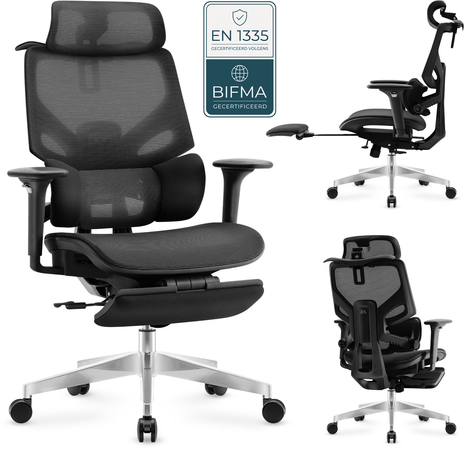 Mark Adler Expert 8.7 Ergonomische Bureaustoel - Office Chair - EN-EN1335 - Mesh - Verstelbaar - Zwart