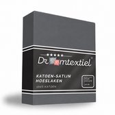 Droomtextiel Hoeslaken Katoen-Satijn - Antraciet - 180x210 cm - Hoogwaardige Kwaliteit - Super Zacht - Hoge Hoek