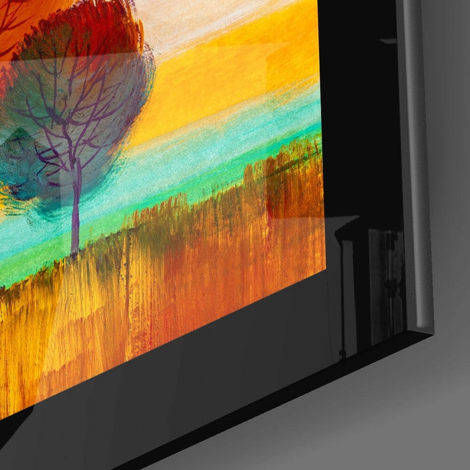 Insigne Art Glasschilderij – Pastelbomen – Abstracte Wandkunst Meerkleurig