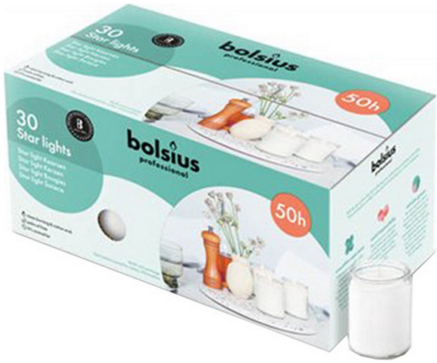 Bolsius Horeca Star Light - 82/68 - 30 stuks per verpakking - Transparant Wit