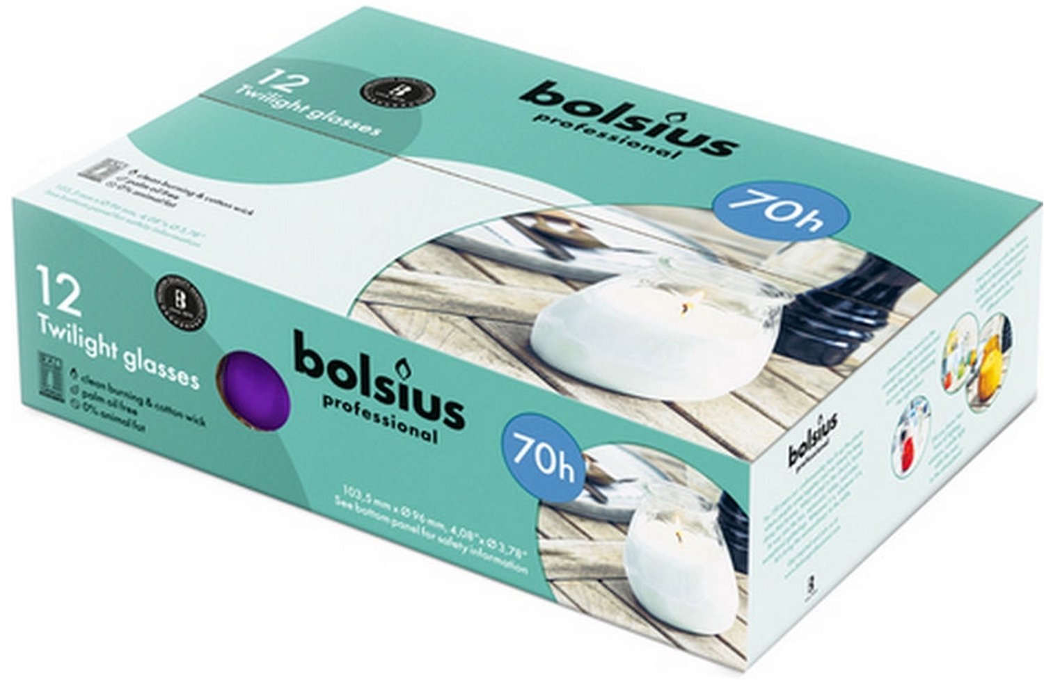 Bolsius Horeca Twilight - 104/96 - 12 stuks per verpakking - Paars Wit, paars