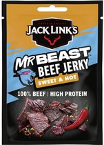 Jack Link's Sweet & Hot Beef Jerky - High Protein - 100% Beef - Hoog in Eiwitten - Ideale Proteine Snack - voor Tussendoor, Onderweg of voor het Sporten - 12x25g