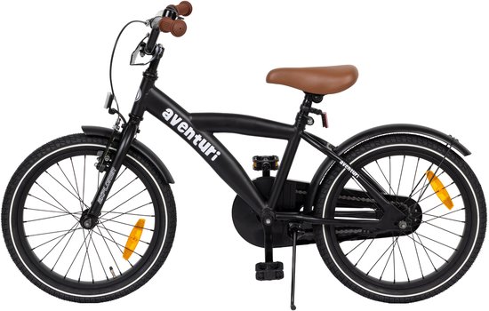 Aventuri Explorer 3.0 Jongensfiets 18 Inch - Kinderfiets voor 5 tot 7 Jaar - 110-125 cm - Met Standaard - Matzwart — afbeelding 2