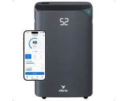 Vibrix DryFlow20 Pro Luchtontvochtiger & Luchtreiniger – 20L per dag – Bediening via App – Ionisator & UV-licht – Wasdroogfunctie – Energiezuinig – Voor Badkamer, Kelder en Zolder – Dehumidifier