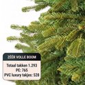 Close-up van realistische groene kerstboomtakken met 1.293 takken: 765 PE en 528 luxe PVC-takjes.