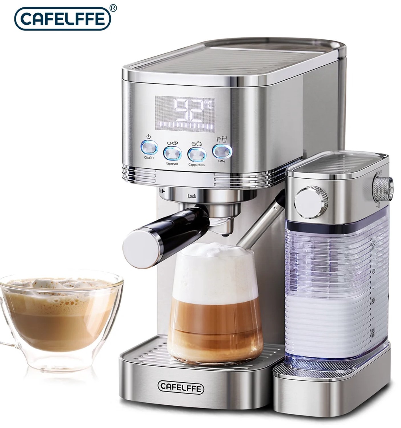 AALVERO - Espressomachine - Automatische melkopschuimsysteem - 6-in-1 Cappucinomachine - Dubbel verwarmingsysteem - Silver