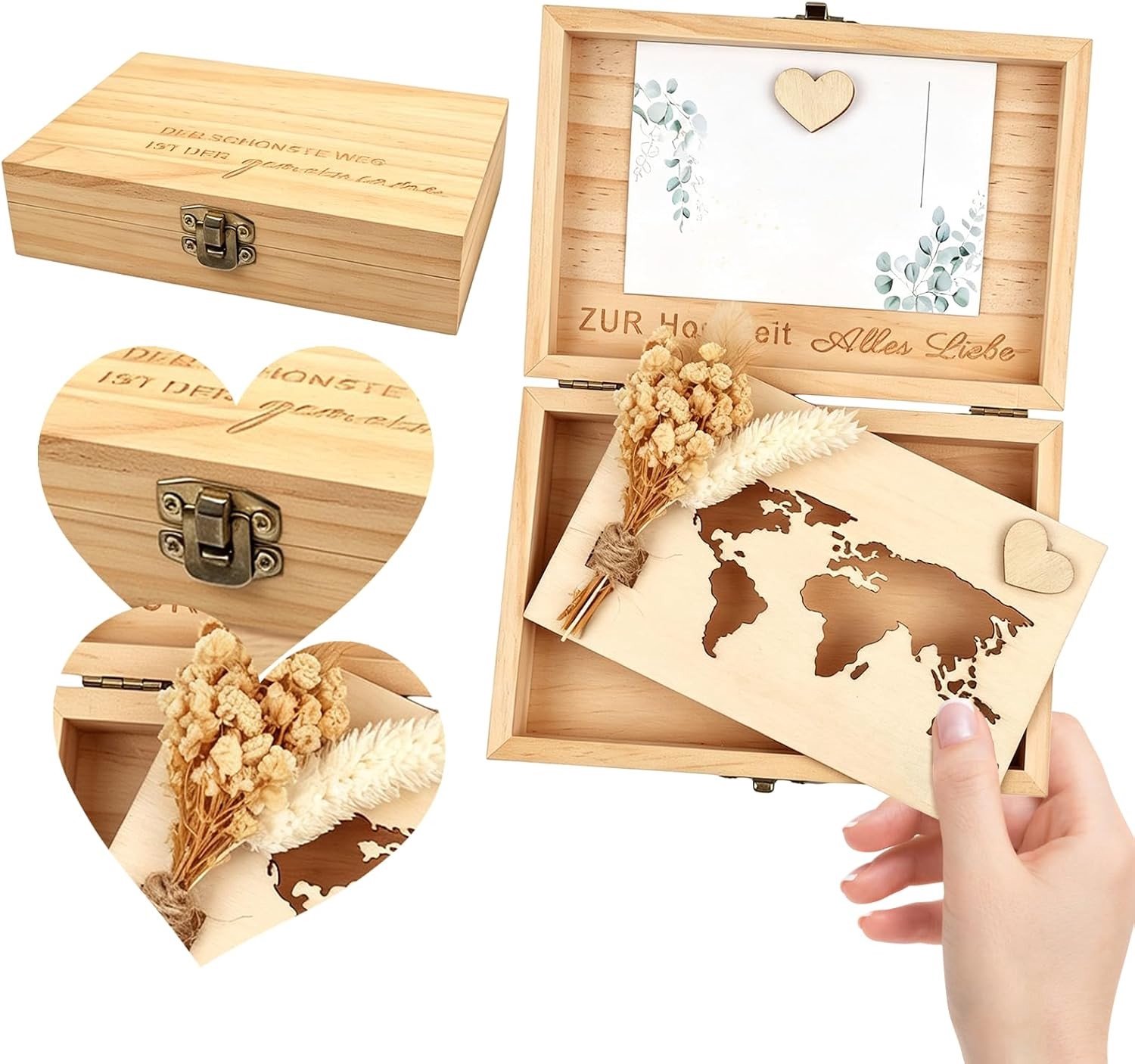 Houten geldcadeaubox voor bruid en groom, perfect als trouwcadeau voor een speciale dag