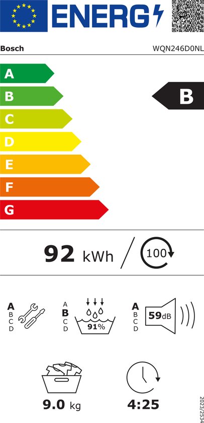 Bosch Serie 6 WQN246D0NL - Warmtepompdroger - 9 kg - Zeer stil - Self Cleaning Condensor consistent energieverbruik - Home Connect - Speed Perfect - Wit