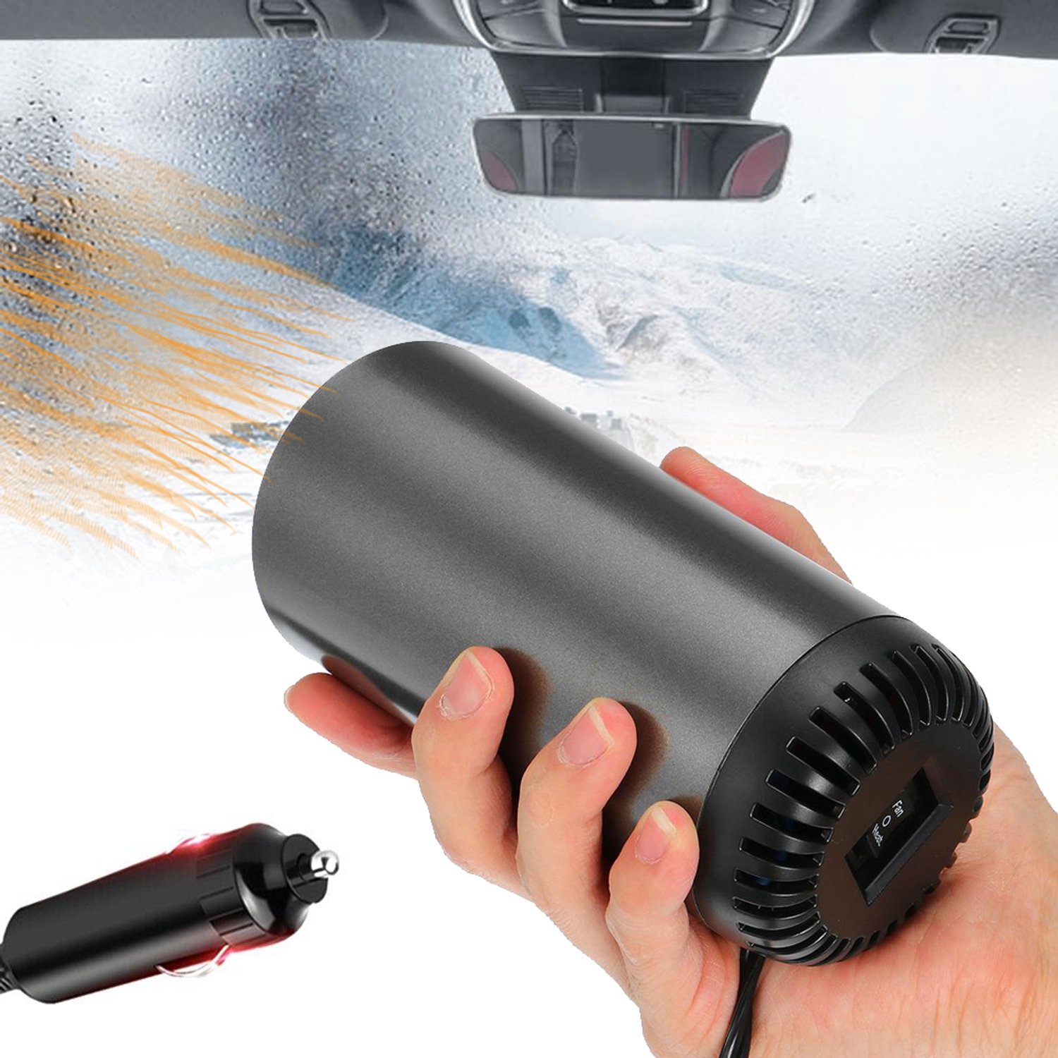12V Auto-Ontdooier En -Verwarming - Draagbare Ontdooier En Ontwasemer Voor De Voorruit - Autoverwarmingsventilator