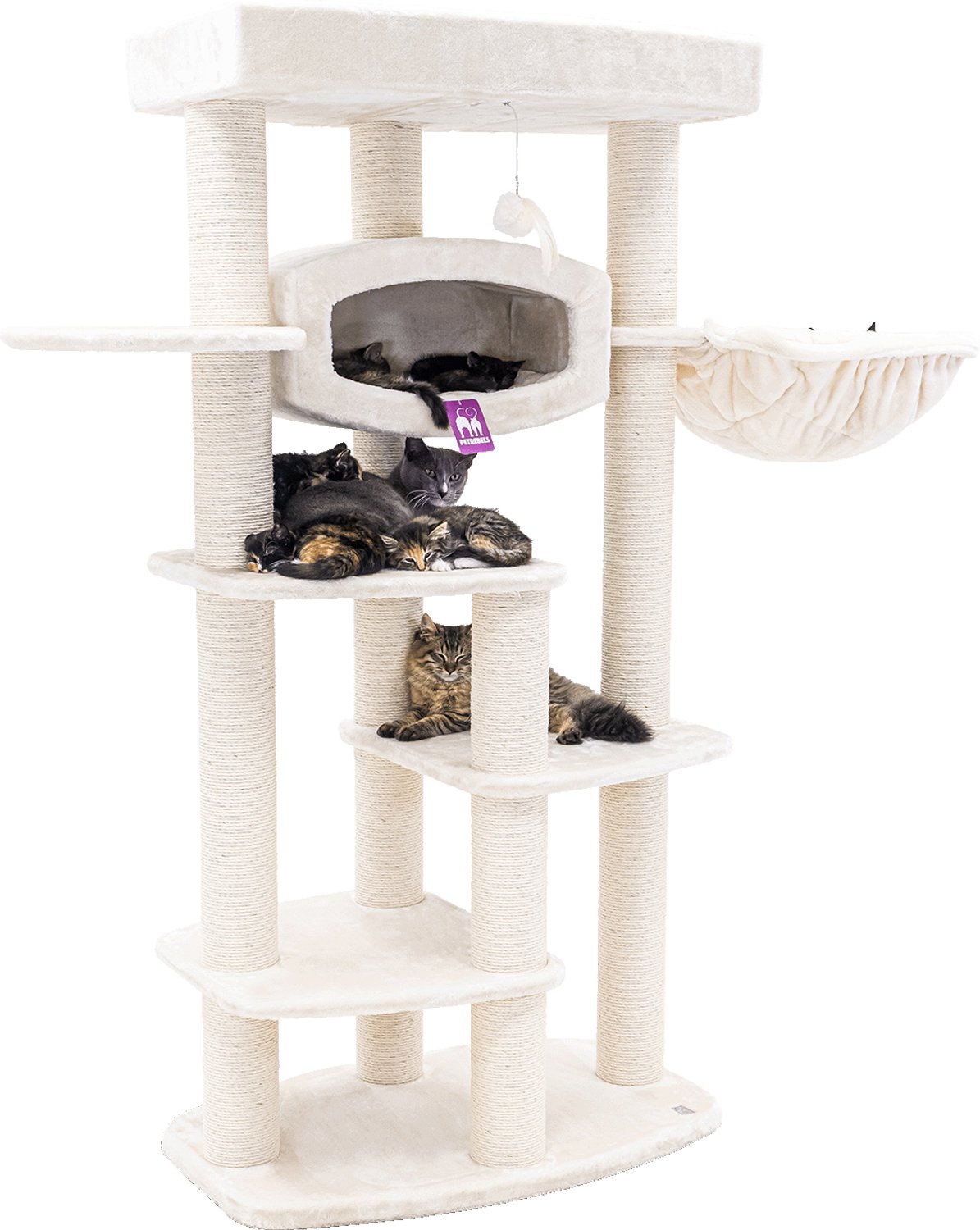 Petrebels Drive 179 Krabpaal - Creme - Design Kattenmeubel - 12 cm Dikke Stammen - Uitwasbare hangmat