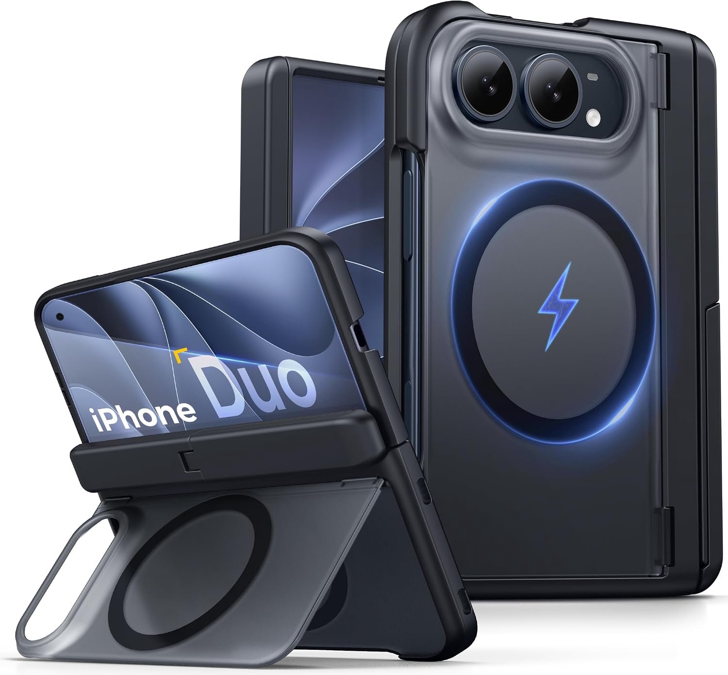 Zandarix Hoesje Geschikt voor Apple iPhone Duo - Scharnierbescherming - Robuust - Heavy Duty - 360 Graden - Geschikt voor Mag - Back Cover Hoesje - Zwart