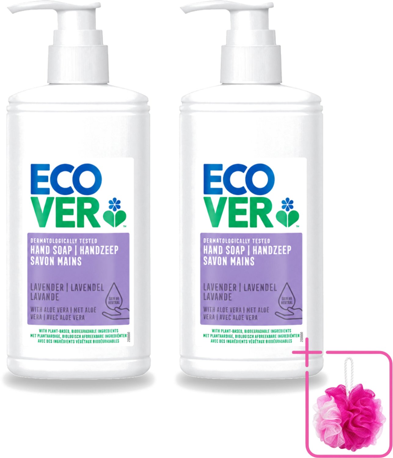 2 x Ecover - Handzeep - Lavendel & Aloë Vera - 250 ml - Bulkverpakking - Handzeep - Douchemop - Natuurlijke handzeep