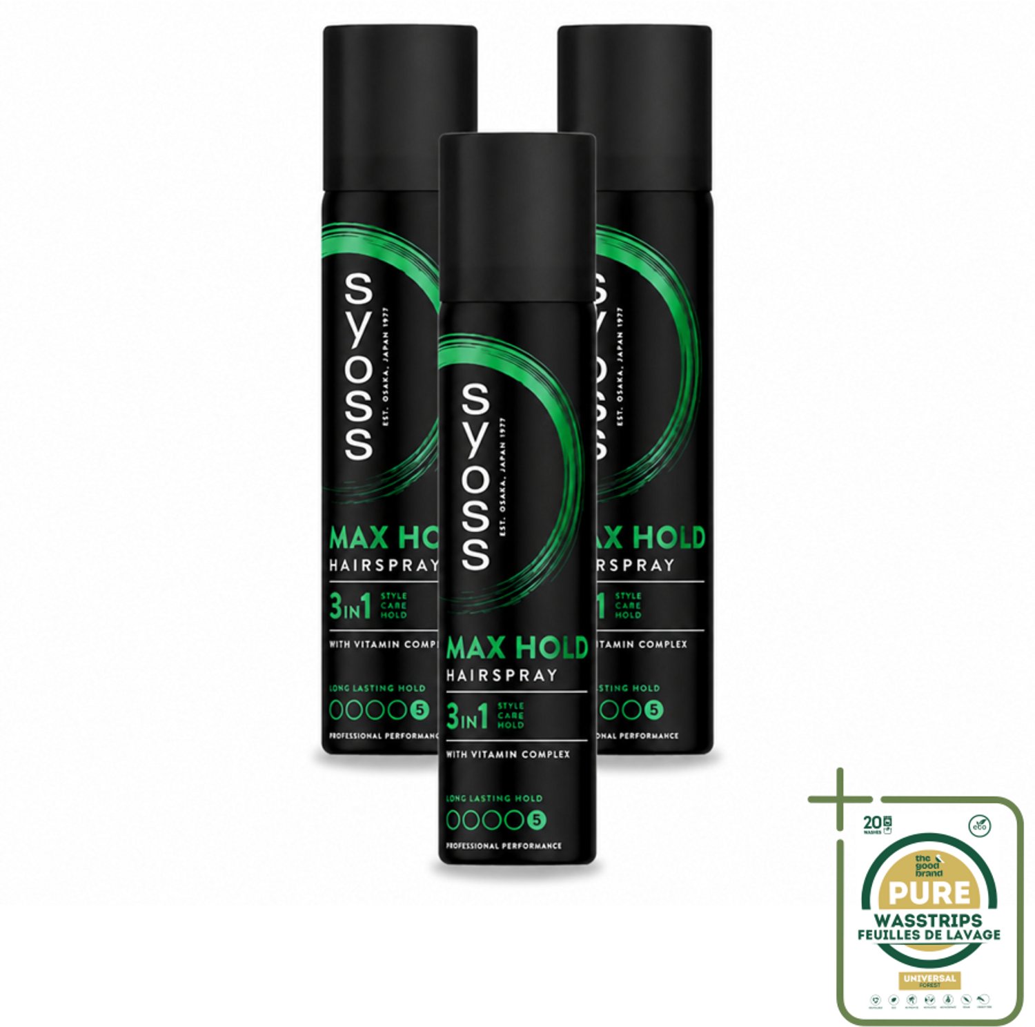 3 x Syoss - Max Hold - Haarspray - Compacte Fixatie - 75 ml - Wasstrips - Haarspray - Haarspray Compact - Haarspray Met Sterk Hold - Haarspray Voor Onderweg - Haarspray 75 Ml