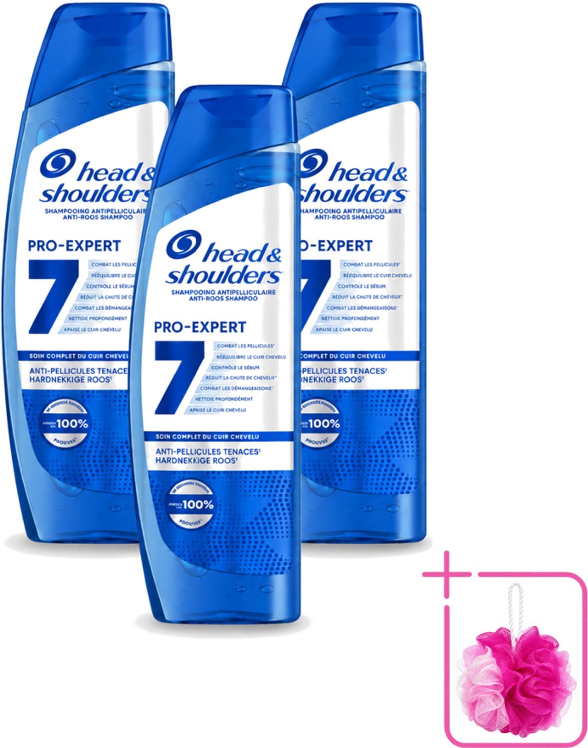 3 x Head & Shoulders - Shampoo - Pro-Expert 7 - Anti-Roos - 250 ml - Bulkverpakking - Anti-roos shampoo - Douchemop - Hoofdhuidbescherming