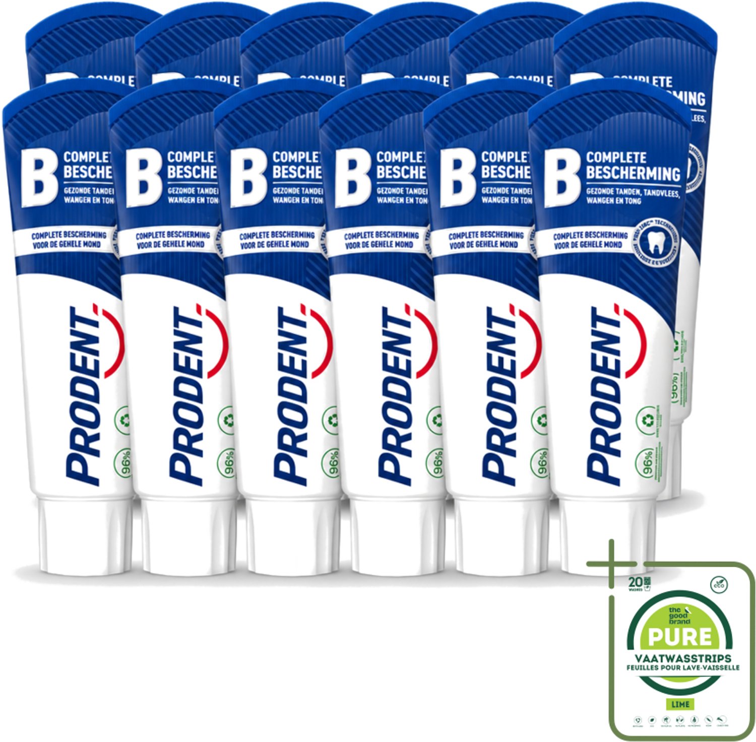 12 x Prodent – Tandpasta – Complete Bescherming – Pro-Zinc Technologie – 75 ml - Grootverpakking - Vaatwasstrips - Tandpasta - Mondgezondheid - Antibacteriële Tandpasta - Pro-Zinc - Fluoridetandpasta