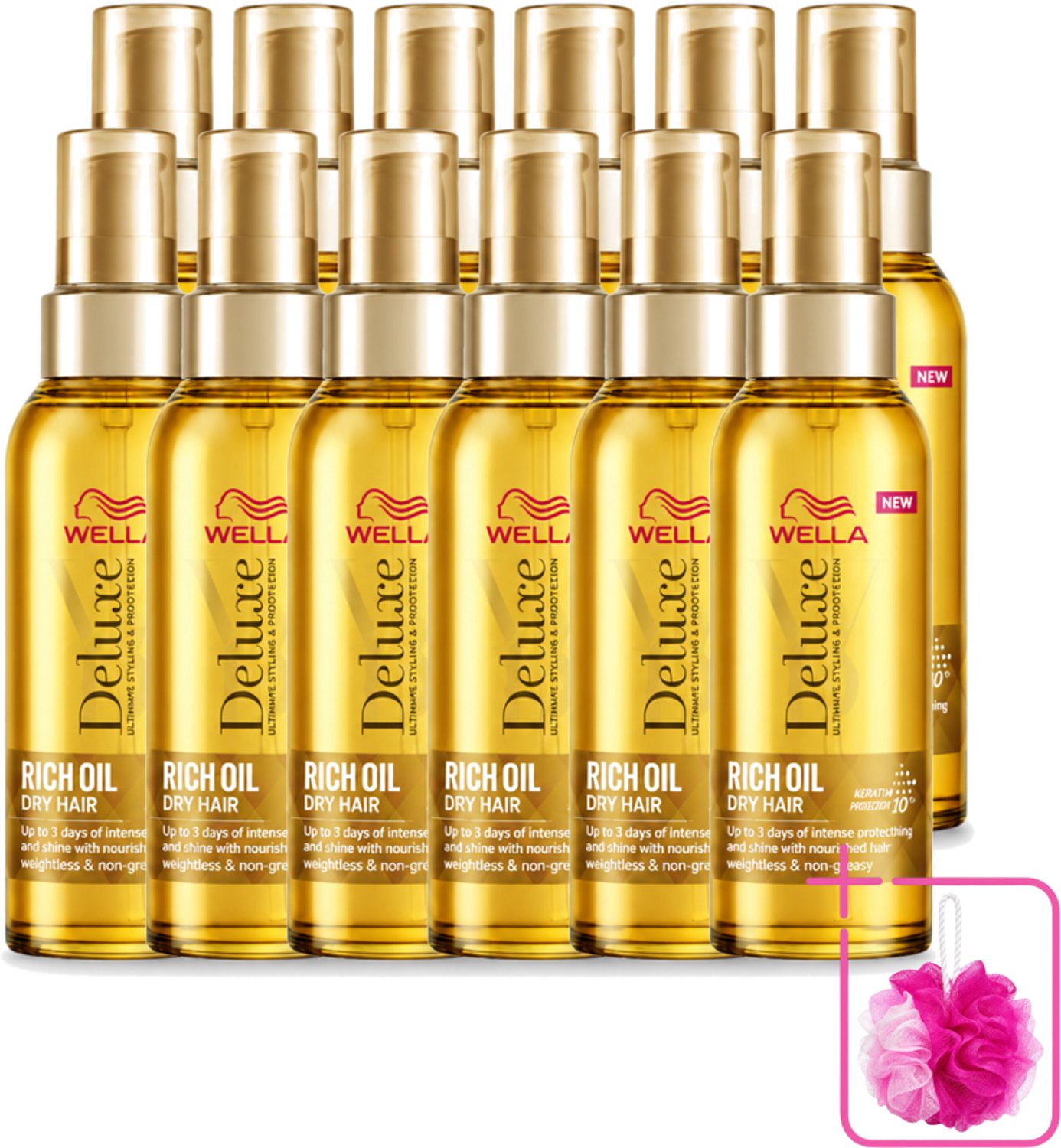 12 x Wella – Deluxe Oil Rich – Haarolie – 100 ml - Bulkverpakking - Haarolie - Douchemop - Glans