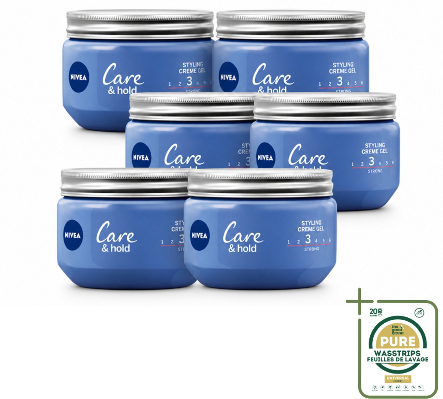 6 x NIVEA - Stylingscrèmegel - Verzorging & Stevigheid - Reinigt Onmiddellijk De Poriën - 150 ml - Wasstrips - Haarkleur - Haarkleur Vasthouden - Haarkleur Verzorgen - Haarkleur Verzorging - Haarkleur Fixeren