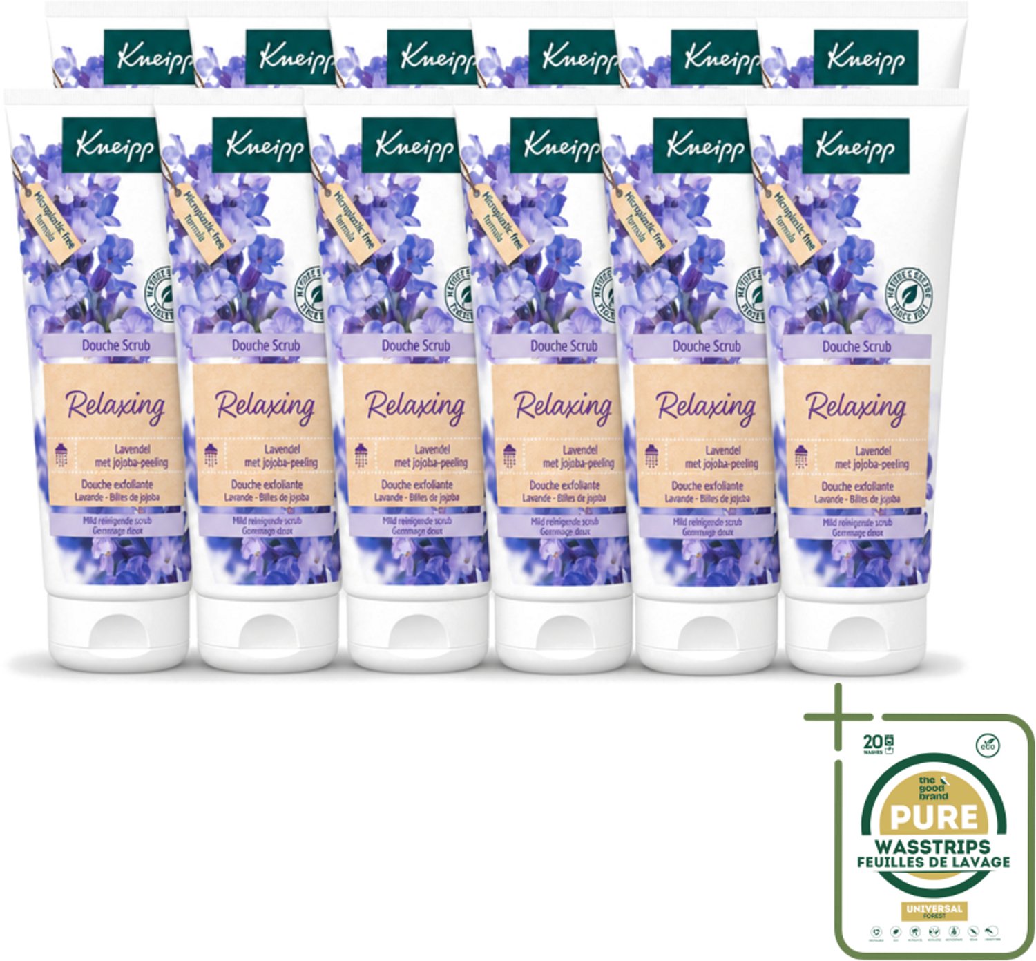 12 x Kneipp - Douche scrub - Relaxing - Lavendel - Bloemige geur - 200 ml - Wasstrips - Douche Scrub - Huidpeel - Ontspanning - Lavendel - Huidverzorging