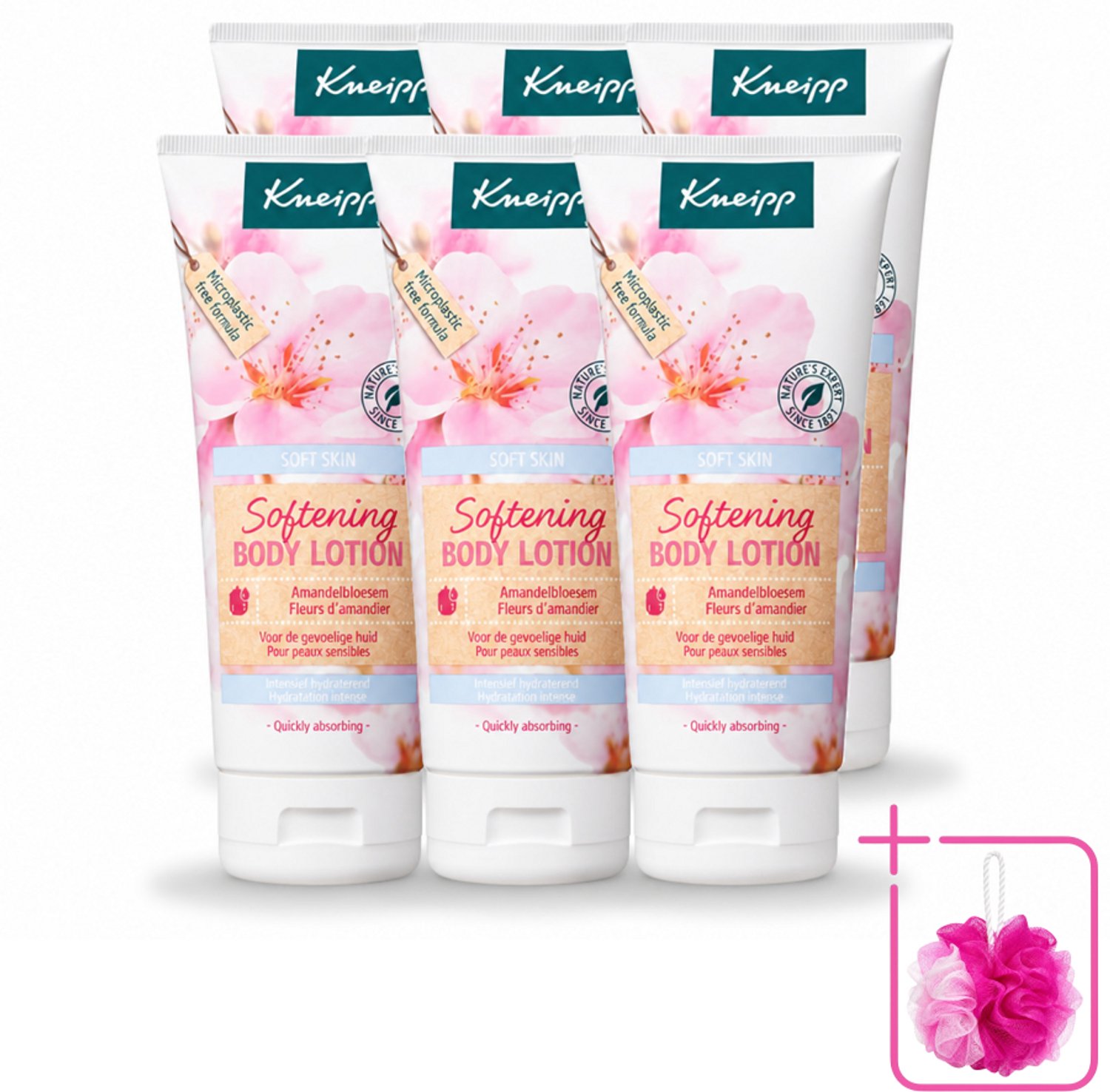 6 x Kneipp - Body lotion - Soft Skin - Amandelbloesem - 200 ml - Bulkverpakking - Gevoelige huid - Douchemop - Amandelolie